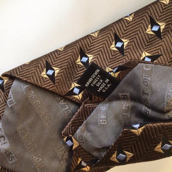 Robert Talbott Best of Class Woven Silk Brown & Blue Men's Tie - Picture 5 of 5
